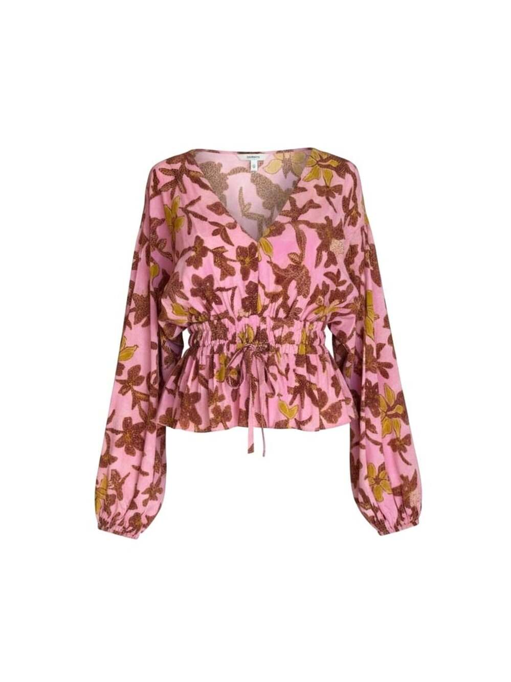 Ulla Johnson Huali Silk Blouse Size 10 Pink Floral Print Peplum